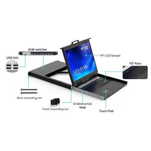 MTVIKI KVM Console 8 Port with connecting cable (VGA Type)