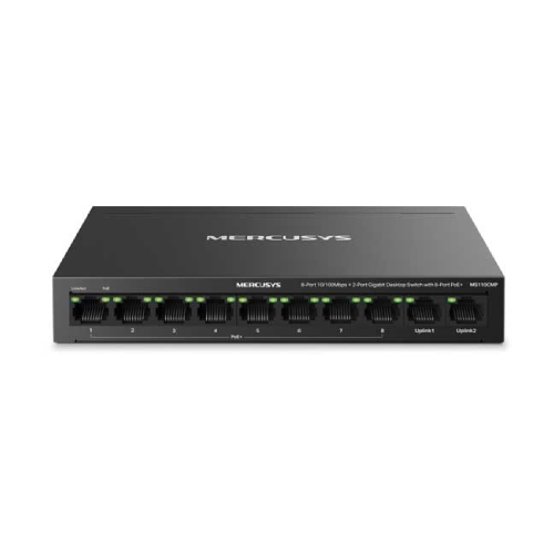 MERCUSYS MS110CMP 10-Port Desktop Switch with 8-Port PoE+ & 2 Gigabit Uplink Ports (115W PoE Budget)