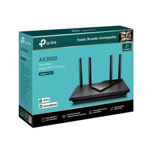 TP-Link Archer AX55 AX3000 3000Mbps Gigabit Dual-Band Wi-Fi 6 Router